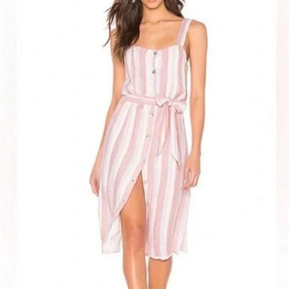 Rails striped Pink and White Button-Down Dress